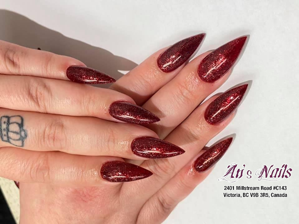 Red stiletto nail | An's Nail Salon & Spa | Victoria, BC V9B 3R5