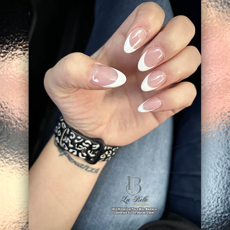 Almond French Manicure by La Belle Nails & Spa in Manteca, CA 95336