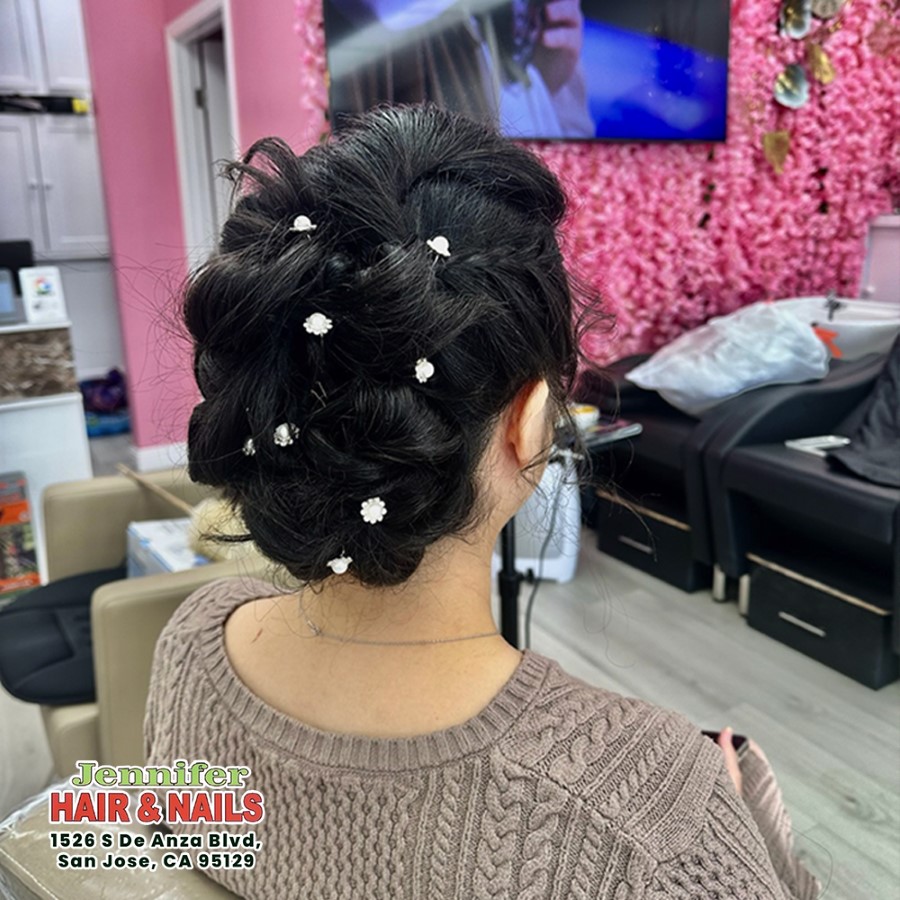 Updo and Japanese Hair Straightening at Jennifer Hair & Nails Salon in San Jose, CA 95129