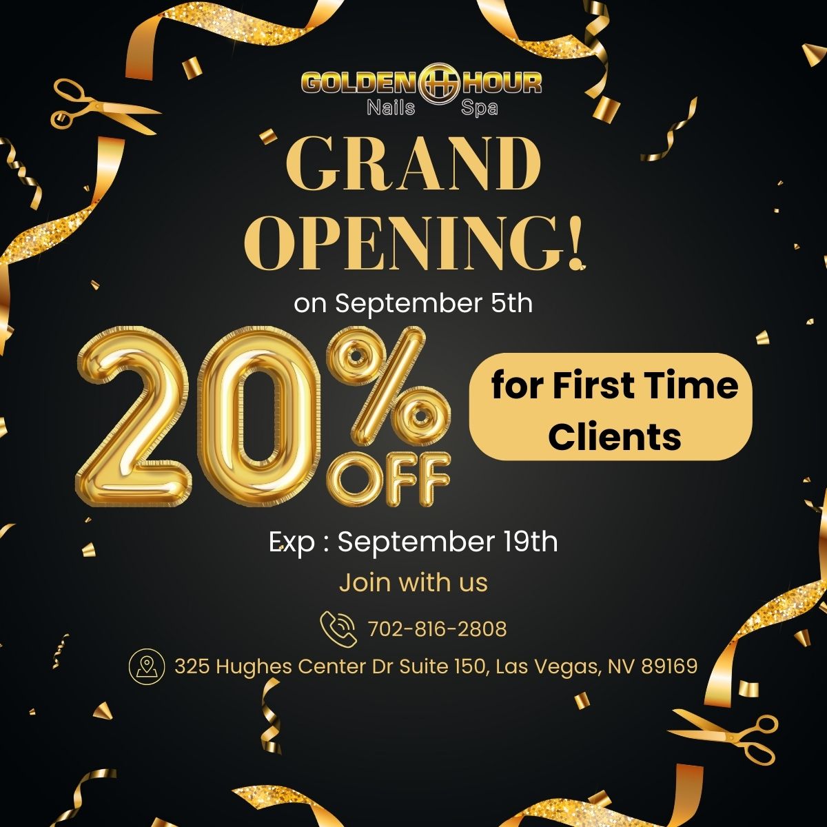Grand Opening of Golden Hour Nail Salon Spa 2 in Paradise, Las Vegas, NV 89169 & Exclusive Deal for First-time Client