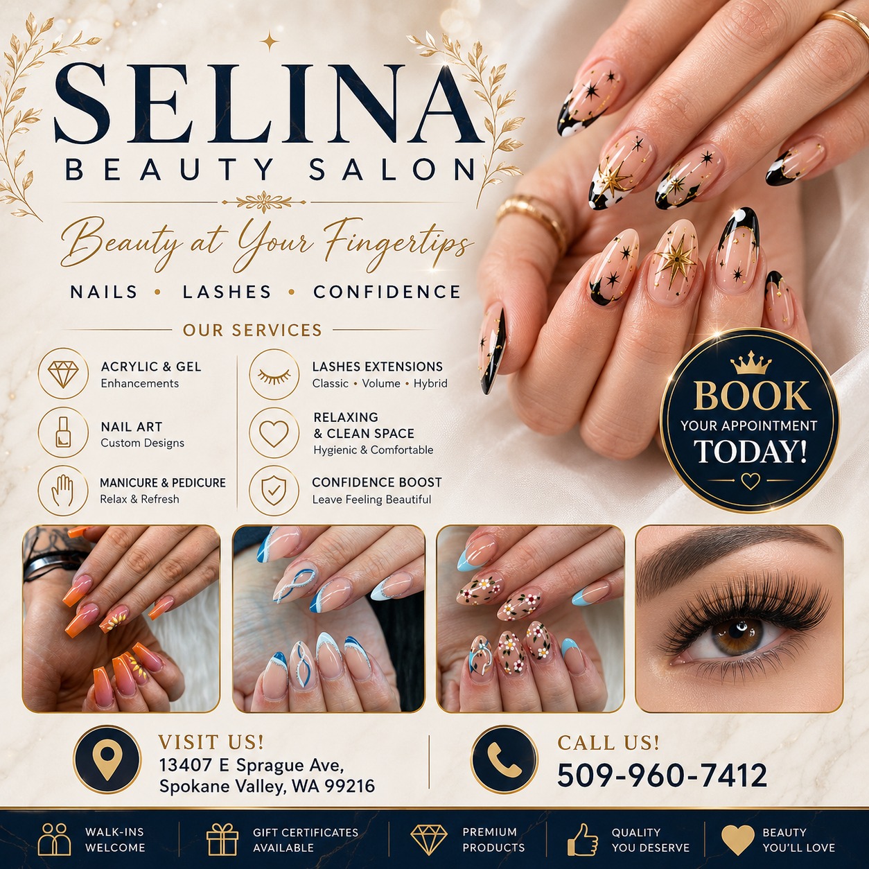 Discover Your Ultimate Glow from Nail and Lash Services at Selina Beauty Salon in Spokane Valley, WA 99216